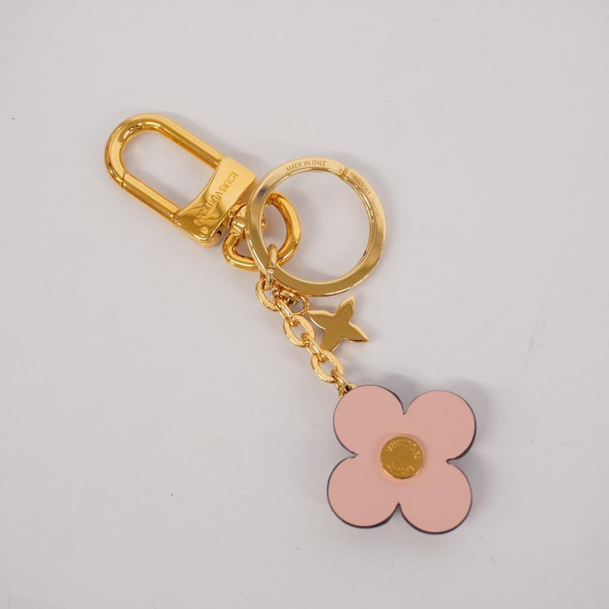 Louis Vuitton Keychain Monogram Portocle Blooming Flower BB M63085 Brown Light Pink Women's