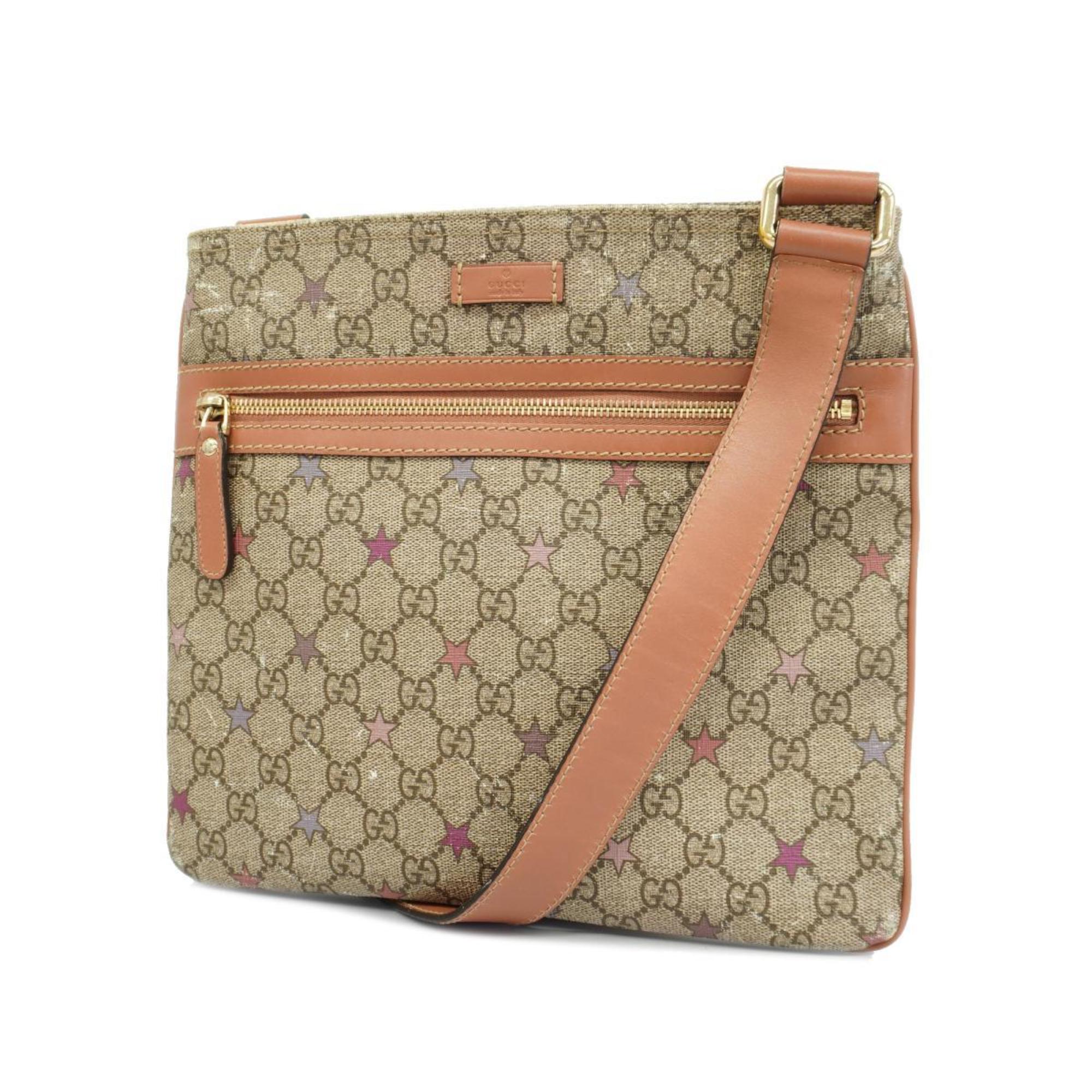 Gucci Shoulder Bag GG Supreme 295257 Brown Champagne Women's