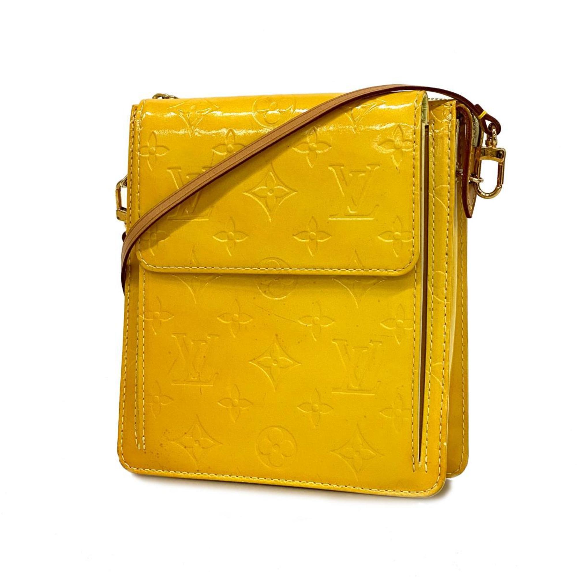 Louis Vuitton Shoulder Bag Vernis Motte M91059 Lime Yellow Ladies