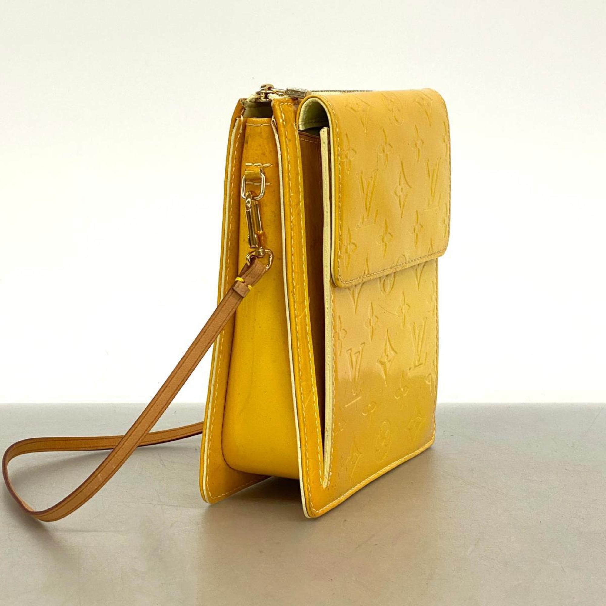 Louis Vuitton Shoulder Bag Vernis Motte M91059 Lime Yellow Ladies