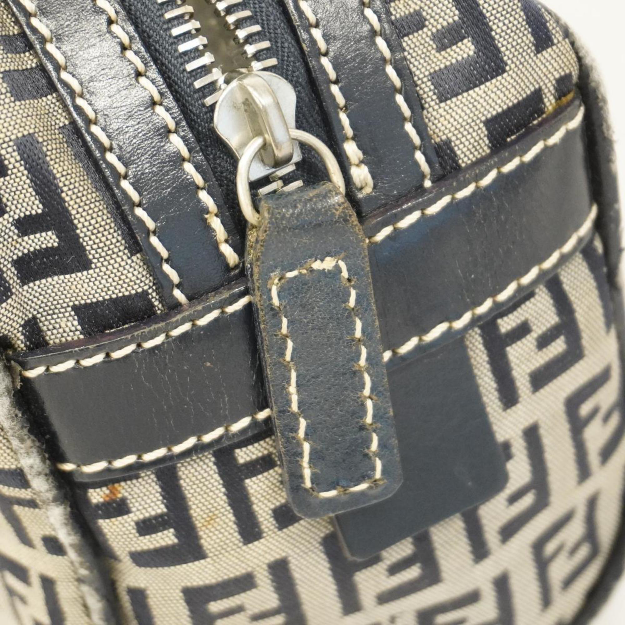 Fendi Zucchino handbag in nylon canvas and leather navy for women