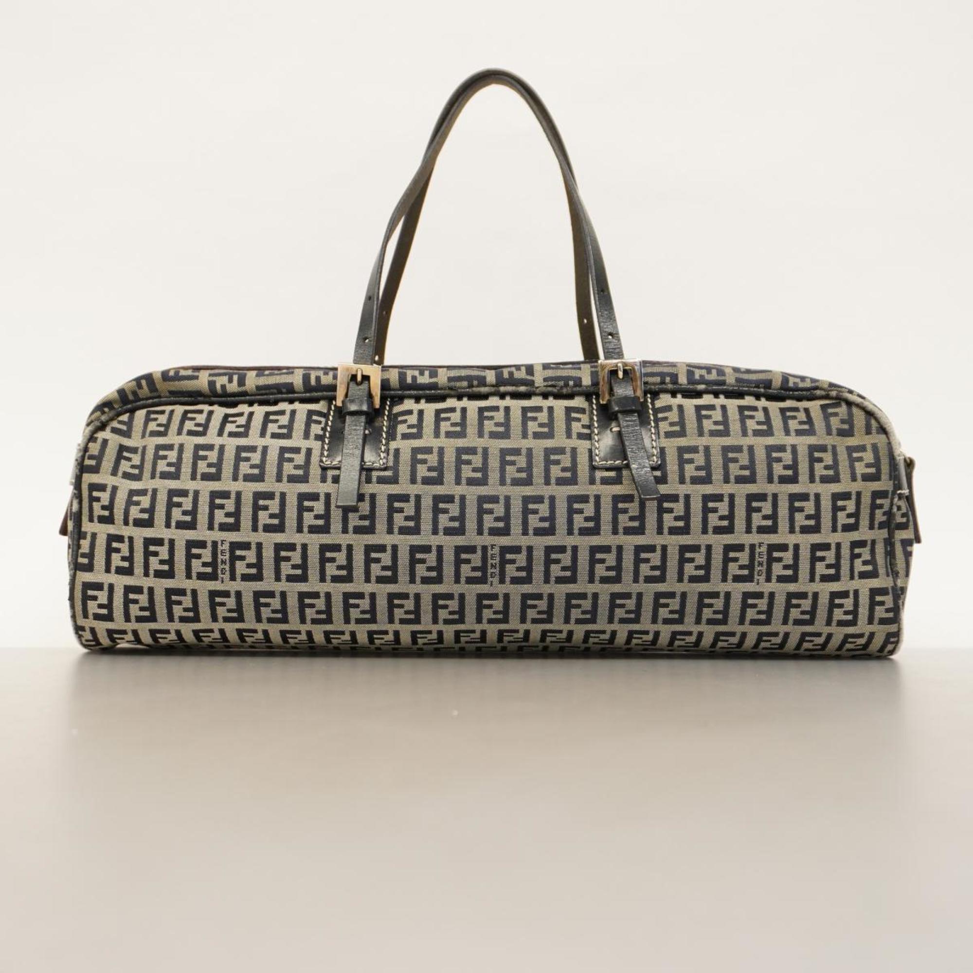 Fendi Zucchino handbag in nylon canvas and leather navy for women