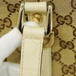Gucci Tote Bag GG Canvas 141470 Ivory Brown Champagne Women's