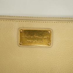 Salvatore Ferragamo Shoulder Bag Gancini Leather Beige Women's