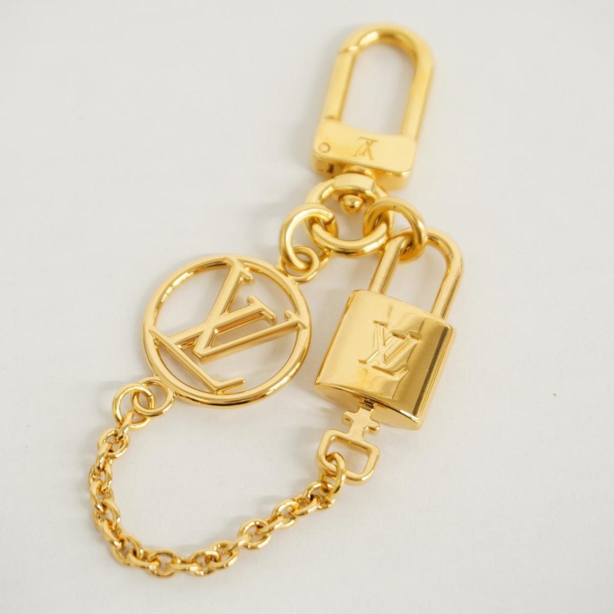 Louis Vuitton Keychain Micro Charm LV Padlock M01555 Gold Women's