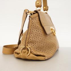 Salvatore Ferragamo Gancini Sofia Leather Handbag Brown Women's