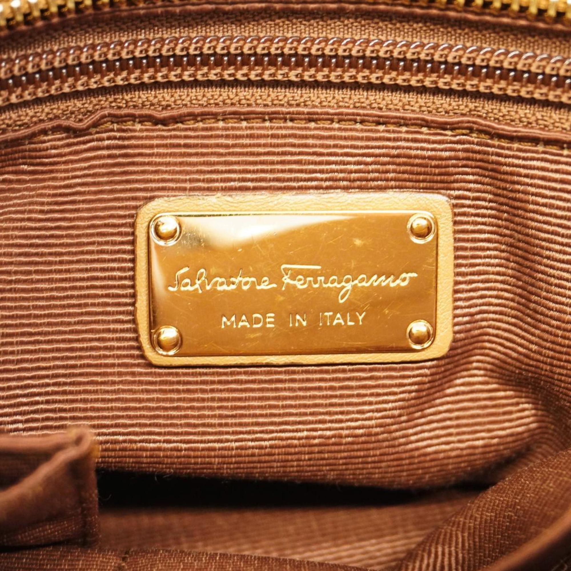 Salvatore Ferragamo Gancini Sofia Leather Handbag Brown Women's