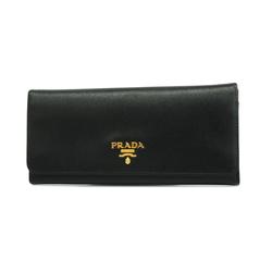 Prada Long Wallet Saffiano Leather Black Women's