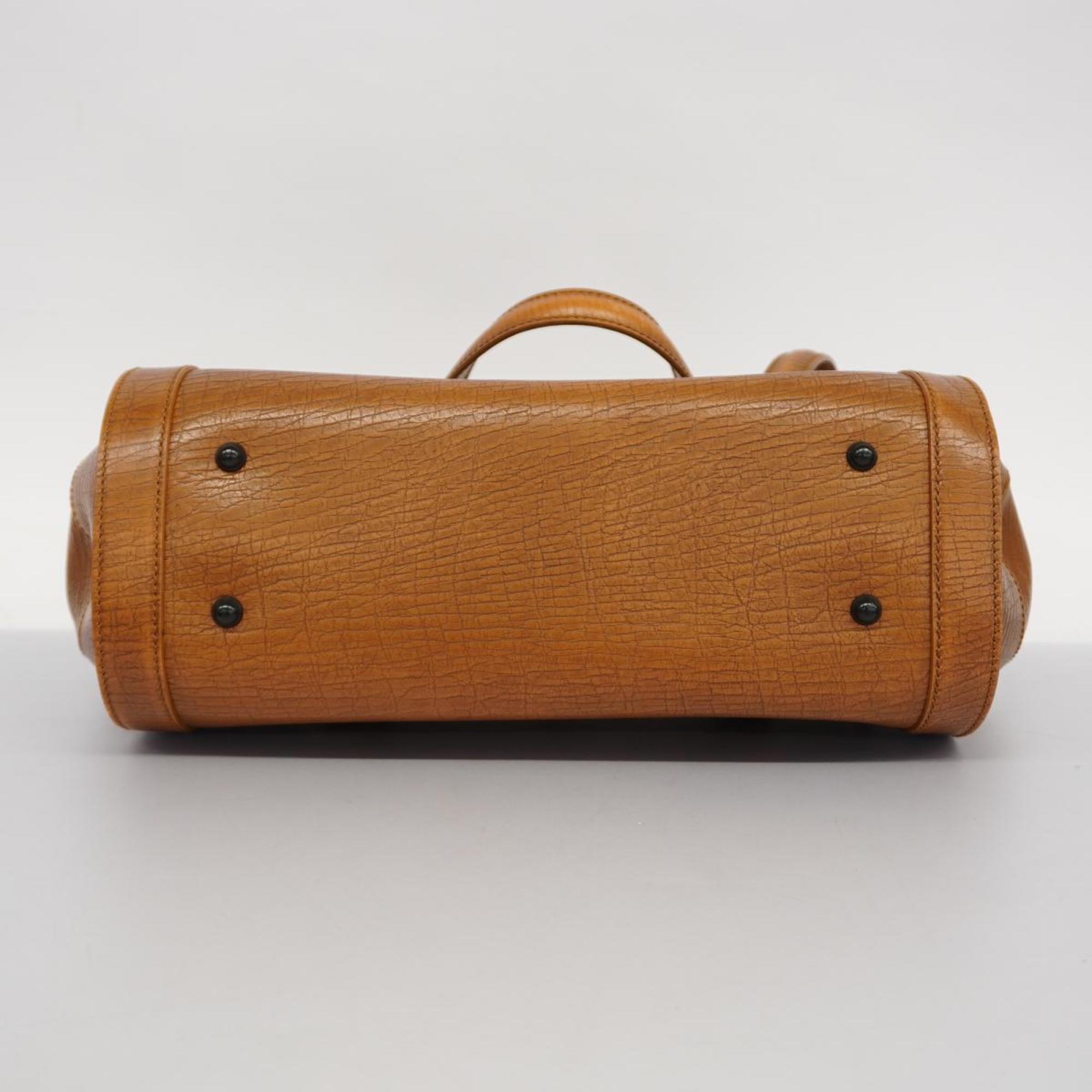Gucci Bamboo Handbag 111713 Leather Brown Women's