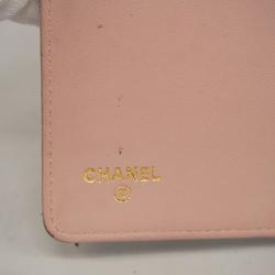 Chanel Long Wallet Matelasse Lambskin Black Champagne Women's
