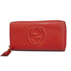 Gucci Long Wallet Soho 598187 Leather Red Champagne Women's