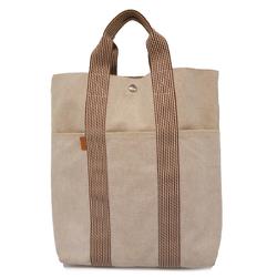 Hermes Tote Bag New Fool To Cabas Canvas Brown Women's