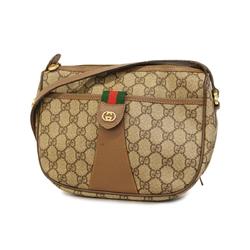 Gucci Shoulder Bag GG Supreme Sherry Line 001 123 6177 Leather Brown Beige Women's