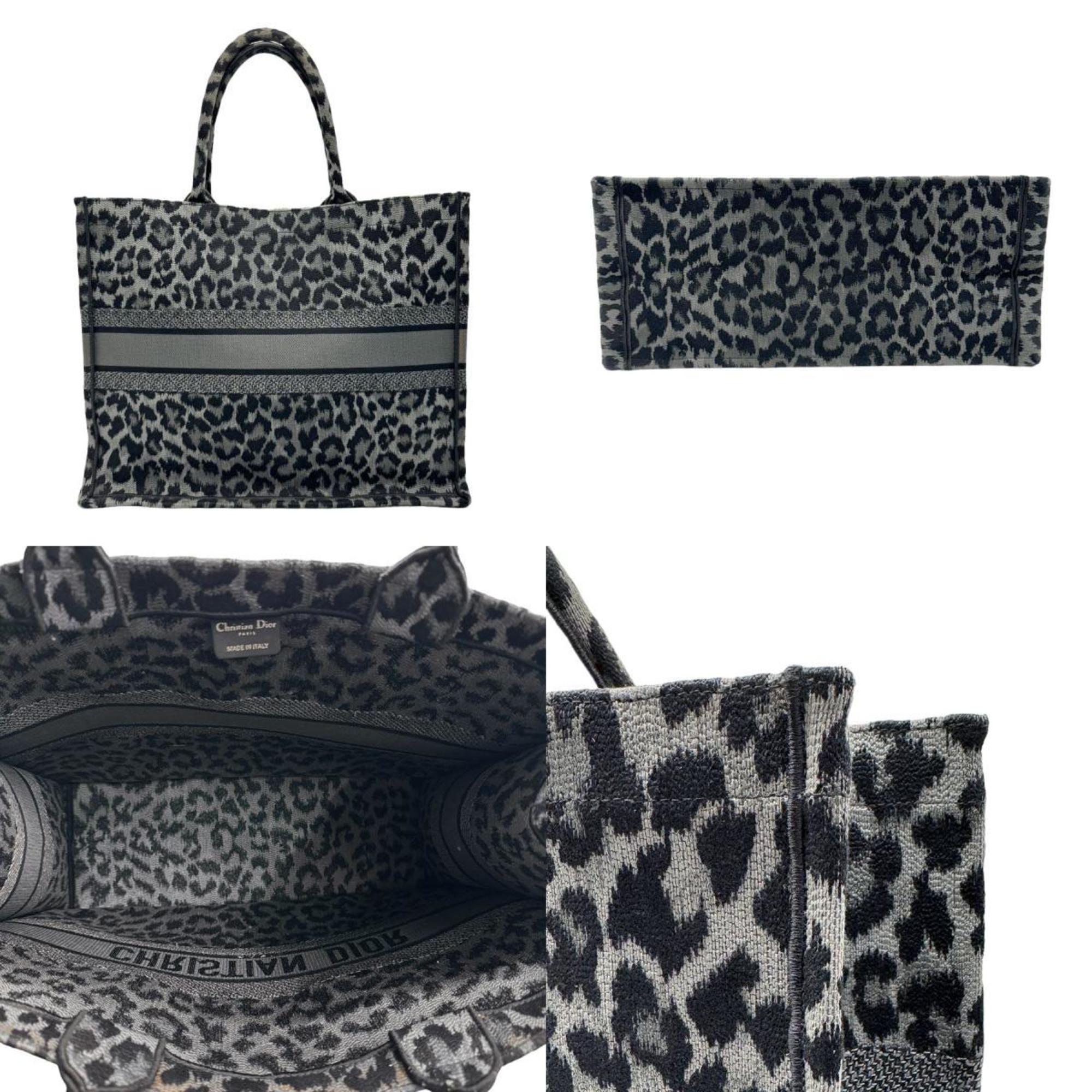 Christian Dior Handbag Book Tote Canvas Grey Black Women's z1445