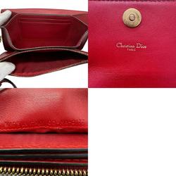 Christian Dior Long Wallet Clutch Bag Leather Red z1359