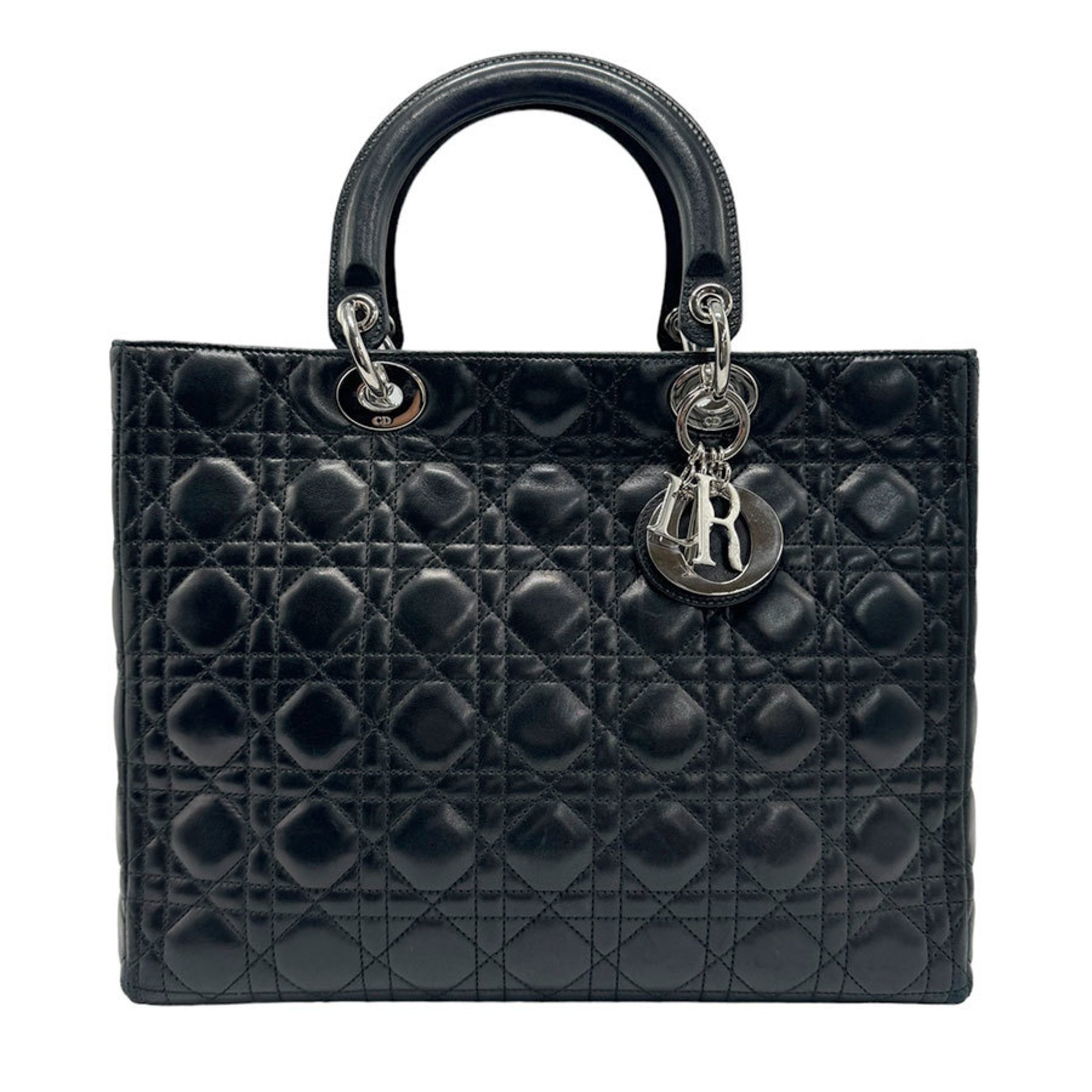 Christian Dior Lady handbag, lambskin, black, women's, z1398