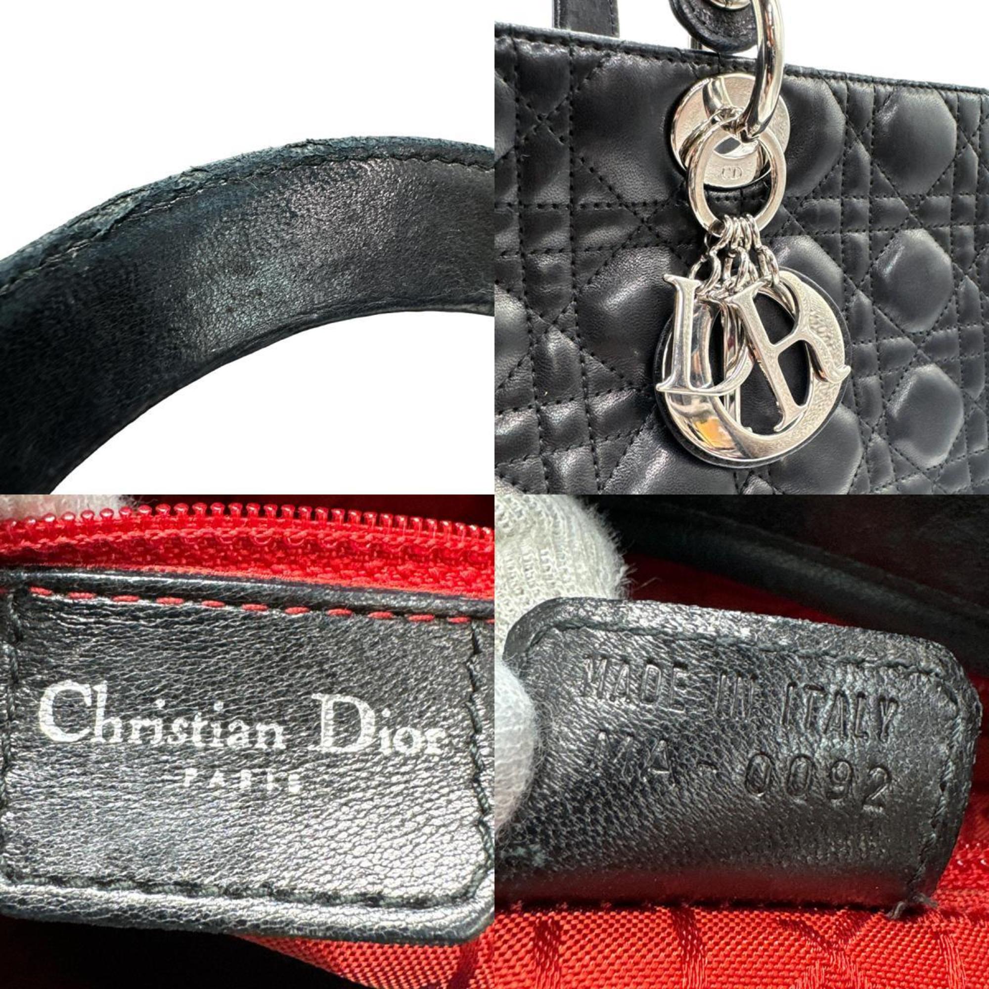 Christian Dior Lady handbag, lambskin, black, women's, z1398