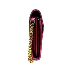 Saint Laurent SAINT LAURENT Wallet Chain Shoulder Bag Leather Metal Metallic Pink Gold Women's z1441