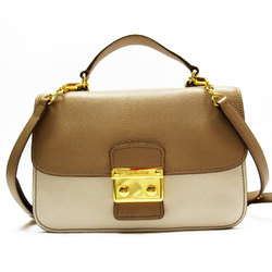 Miu MIUMIU handbag shoulder bag leather beige off-white gold ladies w0421i