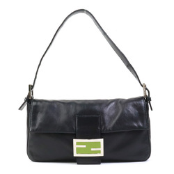 FENDI Shoulder Bag Baguette Leather Black Green Silver Women's e58739f