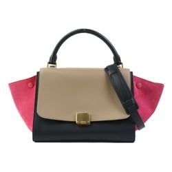 CELINE handbag shoulder bag trapeze leather suede brown black pink gold women's e58740g