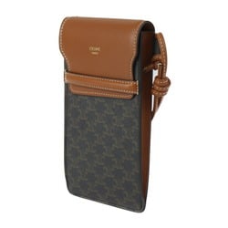 CELINE Phone Case Triomphe Shoulder Bag 10G332CQD.04LU Leather Brown Mobile Pouch Pochette