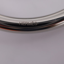 HERMES Hermes Feuille a Cheval Keychain Metal Silver Black Keyring Carabiner Bag Charm