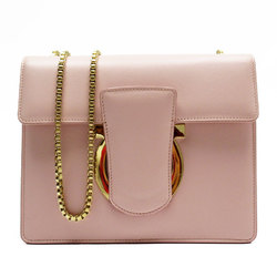 Salvatore Ferragamo Shoulder Bag Gancini Leather Metal Light Pink Gold Women's w0418i
