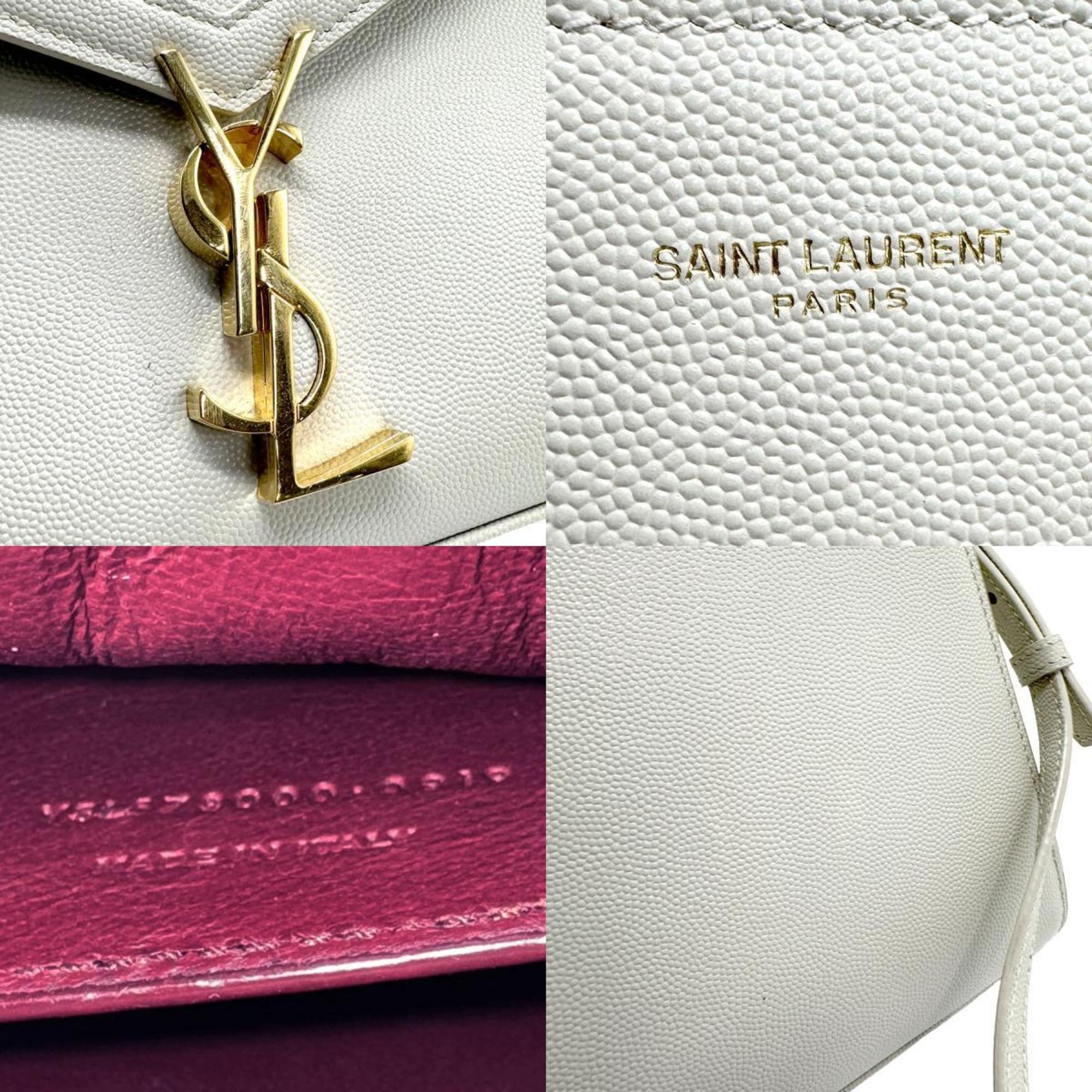 Saint Laurent SAINT LAURENT handbag shoulder bag leather off-white gold women's z1352