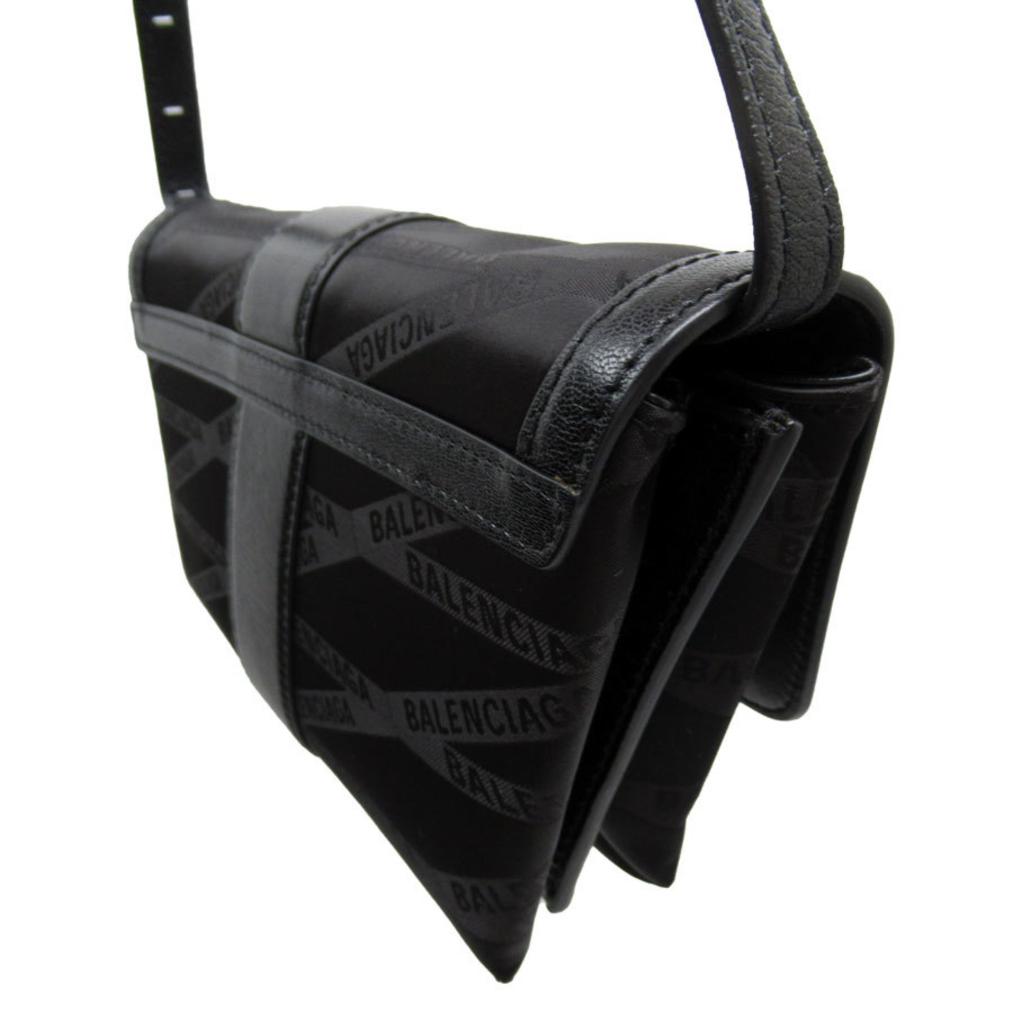 BALENCIAGA Shoulder Bag Nylon Leather Black Gold Women's w0416g