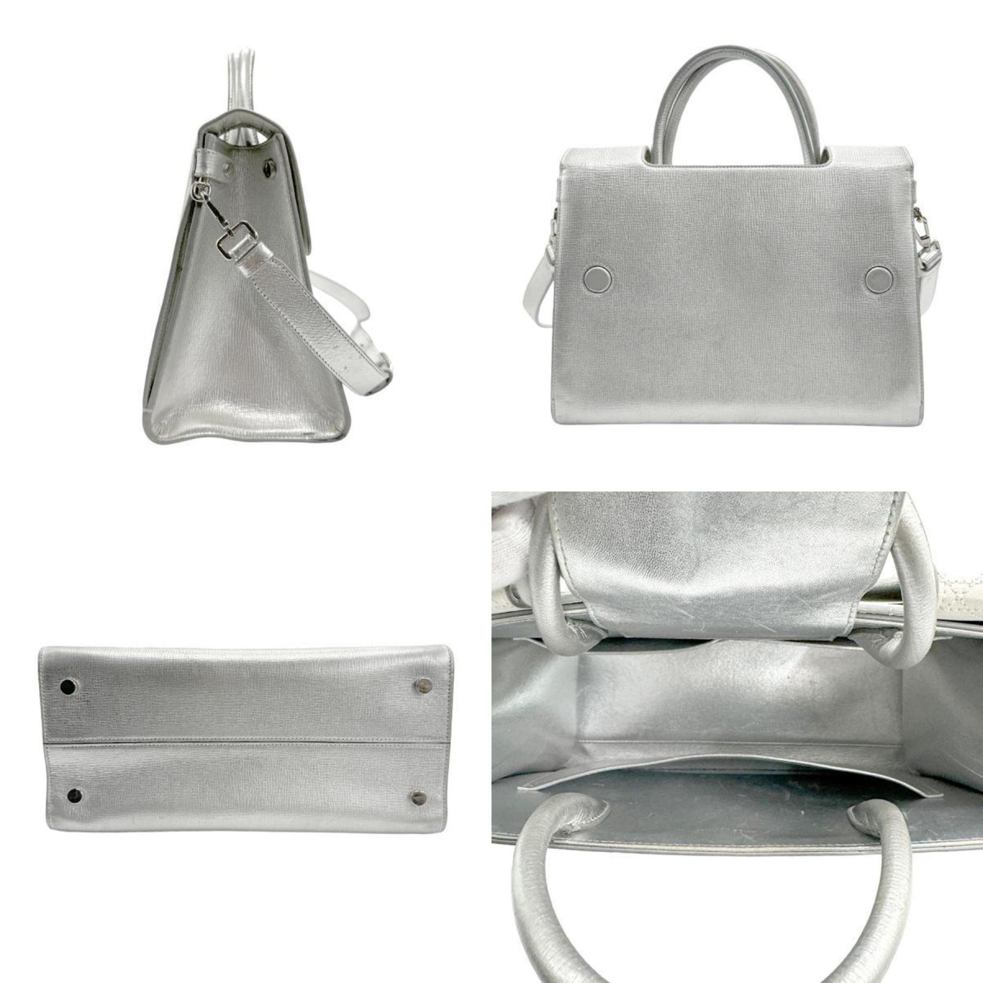 Christian Dior handbag shoulder bag Ever leather silver ladies z1369