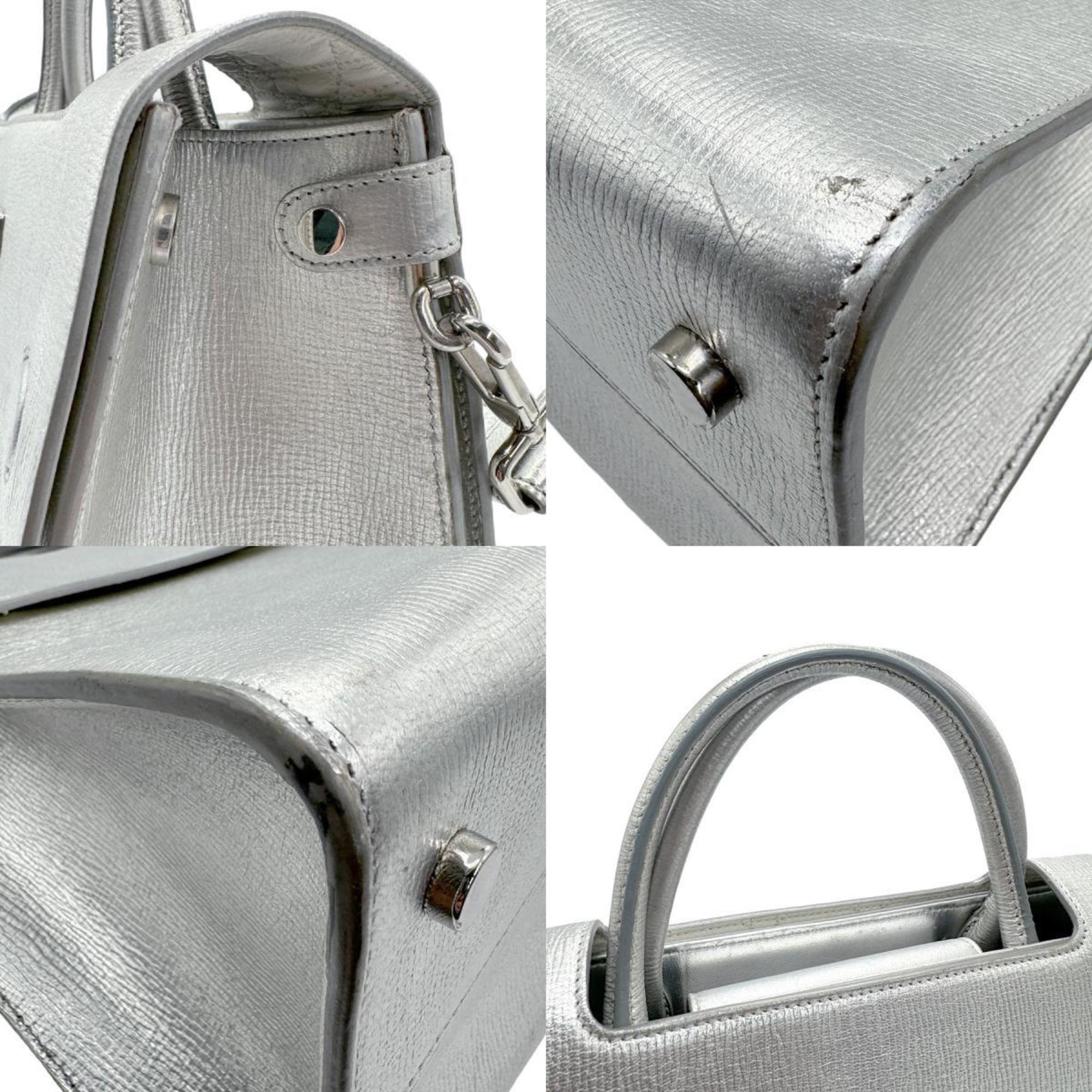 Christian Dior handbag shoulder bag Ever leather silver ladies z1369