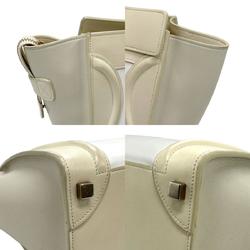 CELINE Handbag Luggage Micro Shopper Leather Beige White Women's z1382