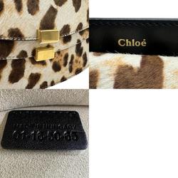 Chloé Chloe Shoulder Bag Leopard Print Pony Leather Beige Brown Black Women's z1433