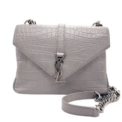 Saint Laurent shoulder bag in embossed leather, grey, for women, 428101 z1385