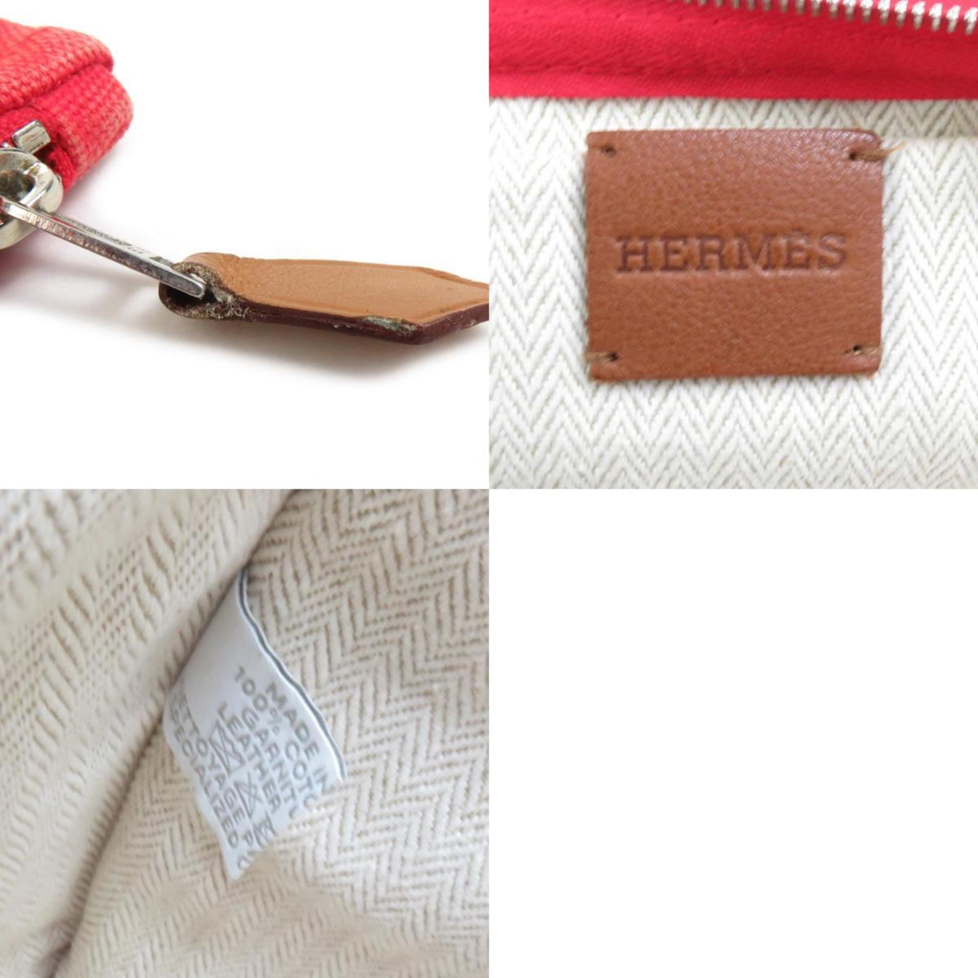 Hermes HERMES Pouch Multi-Case Cotton Metal Red Silver Women's e58745a