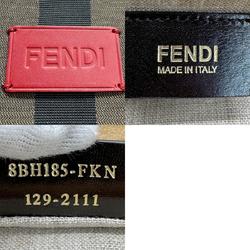 FENDI Shoulder Bag Tote Pecan Canvas Leather Brown Red Navy Women's z1446