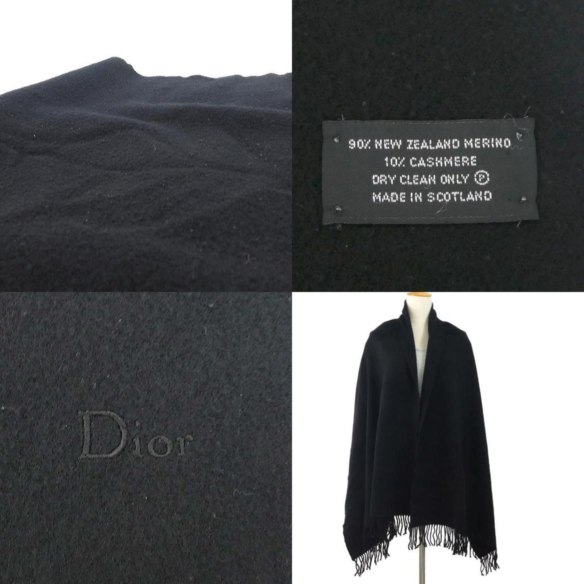 Christian Dior scarf wool cashmere black men women a0347