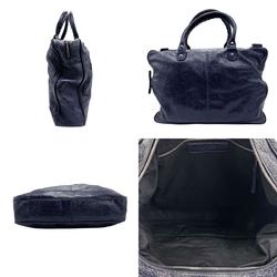 BALENCIAGA handbag shoulder bag leather navy silver women's z1404
