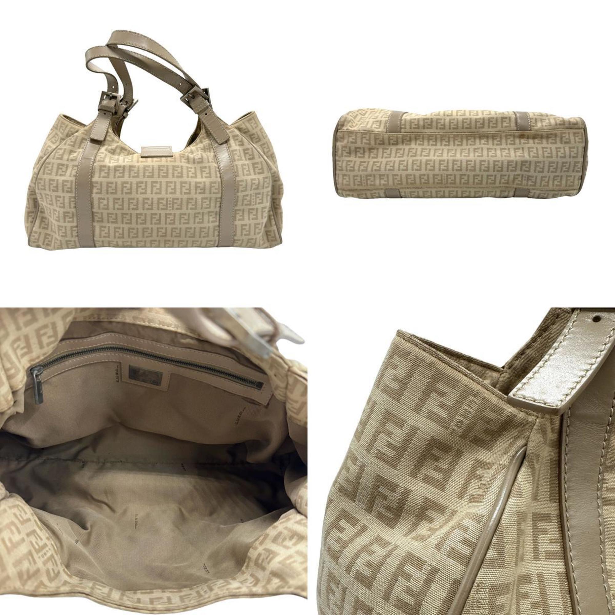 FENDI handbag Zucchino canvas leather beige women's z1311