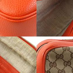 GUCCI Shoulder Bag GG Canvas Leather Brown Orange Women's 449413 e58743a