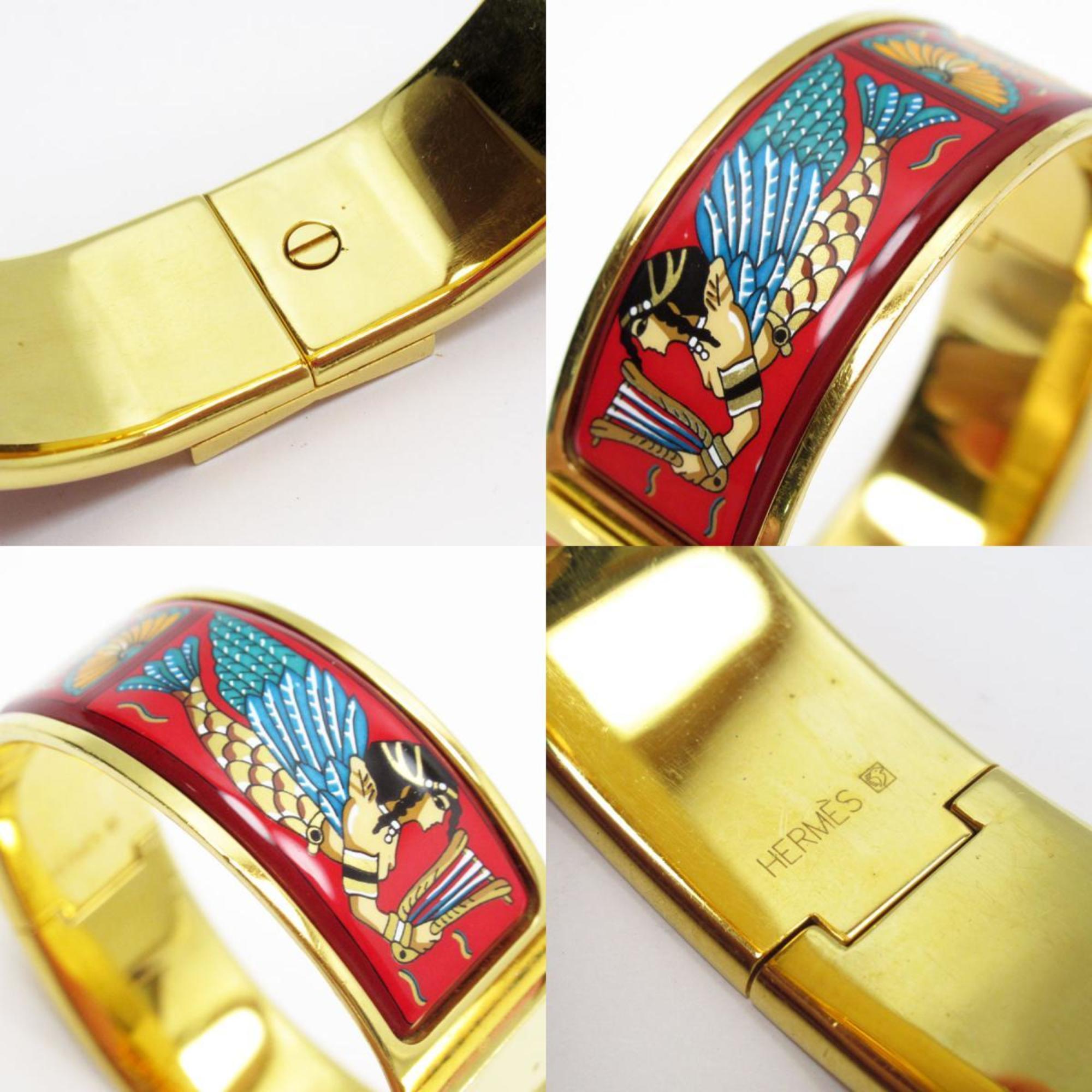 Hermes HERMES bracelet click clack metal enamel gold red multicolor ladies w0437a