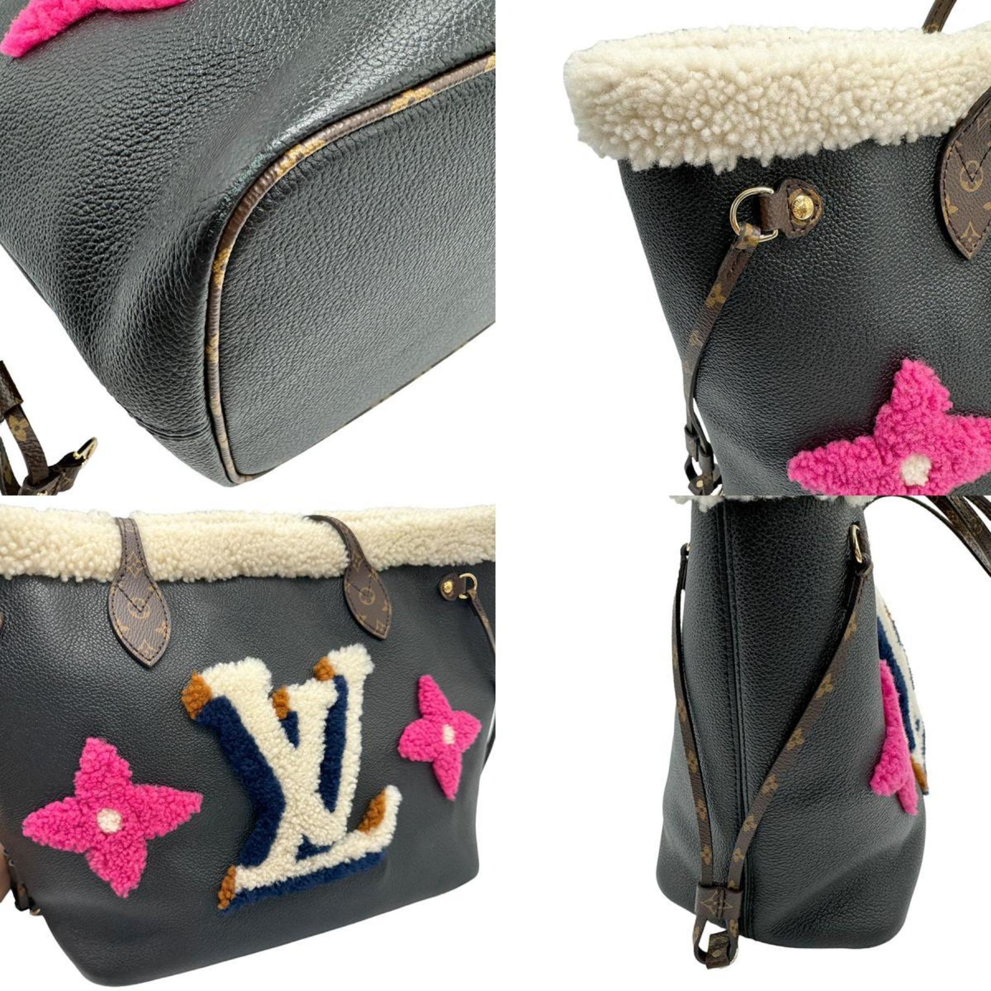 Louis Vuitton LOUIS VUITTON Tote Bag Neverfull MM Leather Boa Black Multicolor Women's M56960 z1336