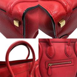 CELINE Handbag Luggage Micro Shopper Leather Red Women's z1313