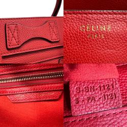 CELINE Handbag Luggage Micro Shopper Leather Red Women's z1313