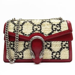 GUCCI Shoulder Bag Chain Dionysus Tweed Leather Off-White Black Dark Red Silver Women's 400249 w0424a