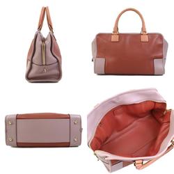 LOEWE Amazona Handbag Leather Brown Purple Beige Gold Women's e58741a