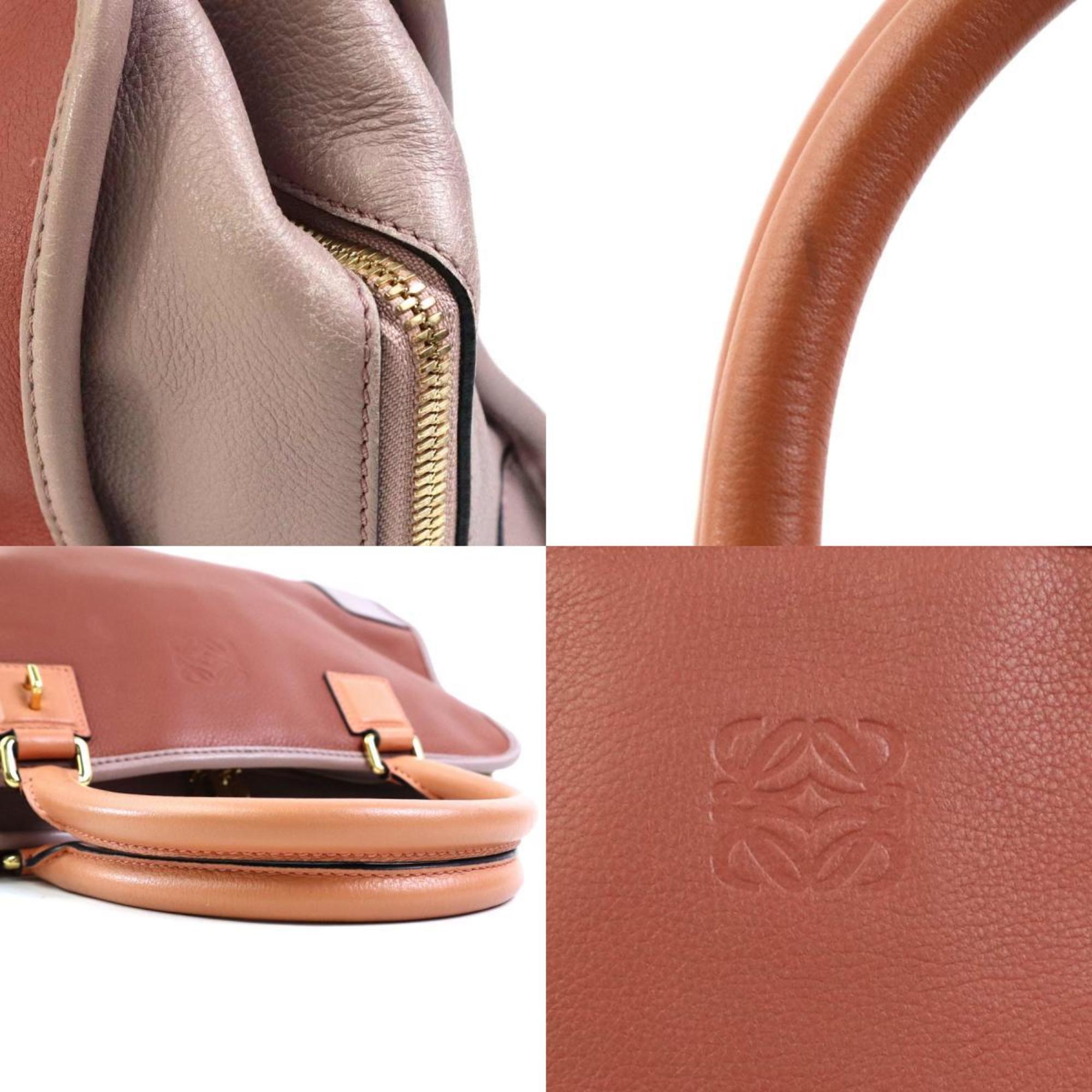 LOEWE Amazona Handbag Leather Brown Purple Beige Gold Women's e58741a