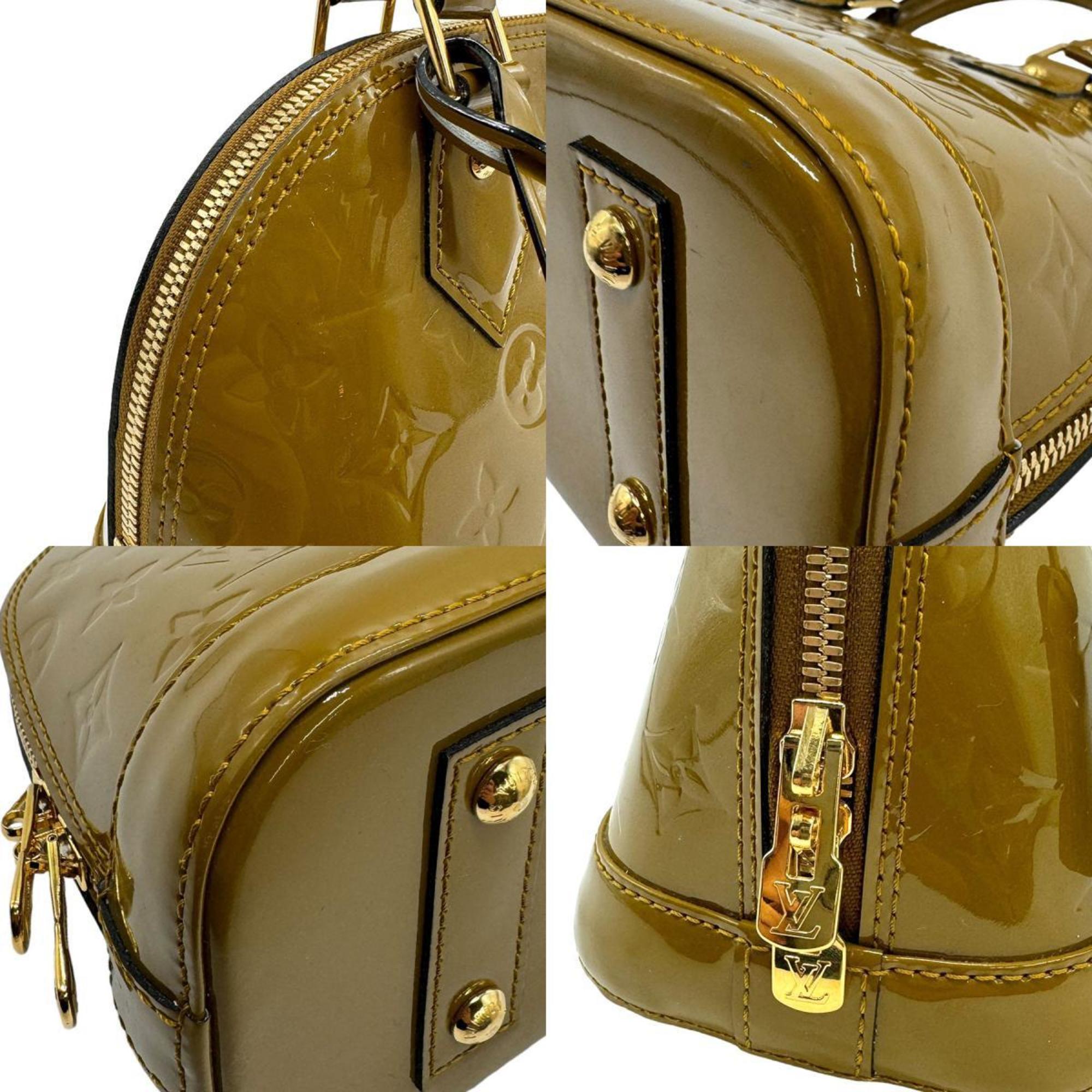 Louis Vuitton LOUIS VUITTON Handbag Shoulder Bag Monogram Vernis Alma BB Patent Leather Khaki Brown Women's z1357