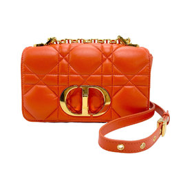 Christian Dior Shoulder Bag CARO Leather Orange Women's z1293